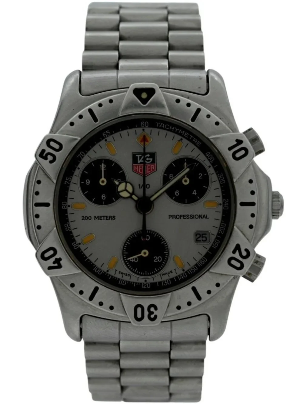 Tag Heuer 38mm Men's 2000 Series Swiss Quartz Chronograph SS Watch- 540.206 R!